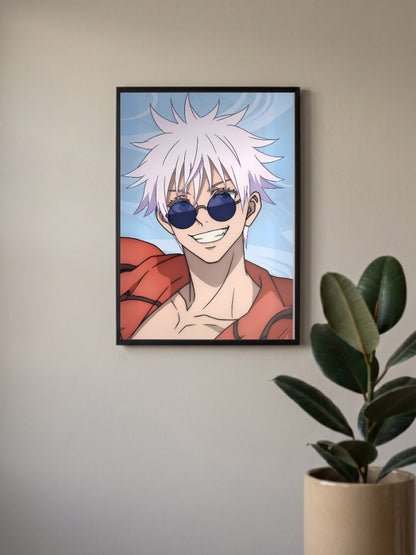 Gojo Satoru Casual Smile Anime Poster