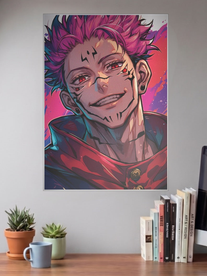 Sukuna Purple Grin Portrait Anime Poster