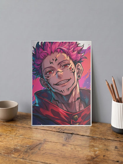 Sukuna Purple Grin Portrait Anime Poster