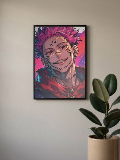 Sukuna Purple Grin Portrait Anime Poster