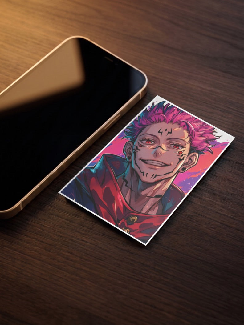 Sukuna Purple Grin Portrait Anime Poster