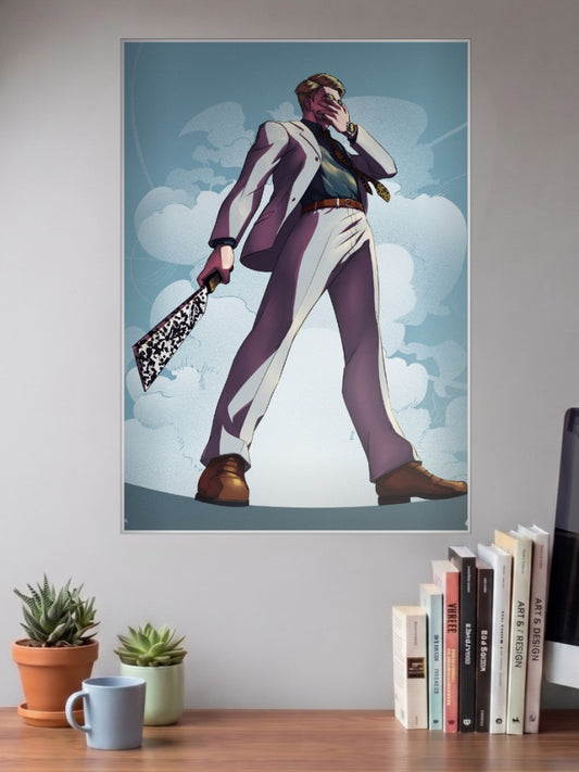 Jujutsu Kaisen Mystery Character Anime Poster shown in A3 size on a wall above a study desk