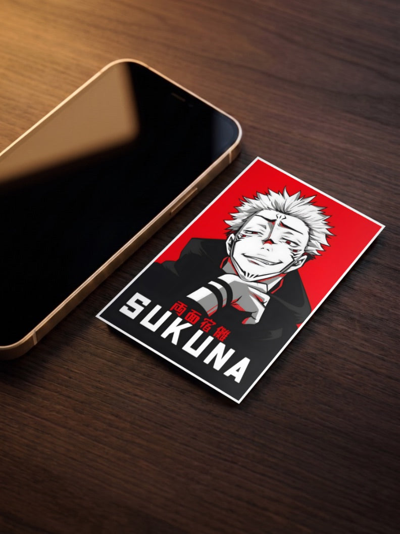 Sukuna Smiling Red Portrait Anime Poster