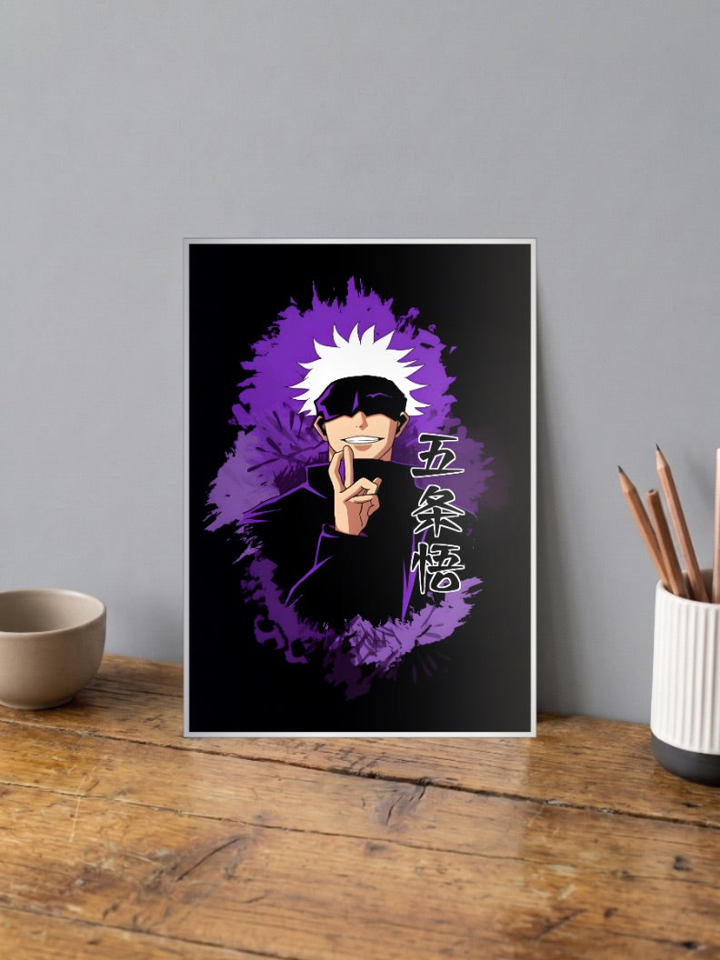 Gojo Satoru Purple Splatter Anime Poster