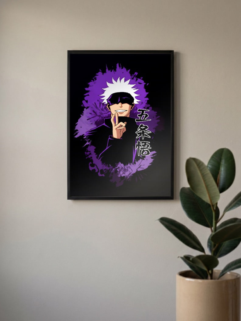Gojo Satoru Purple Splatter Anime Poster