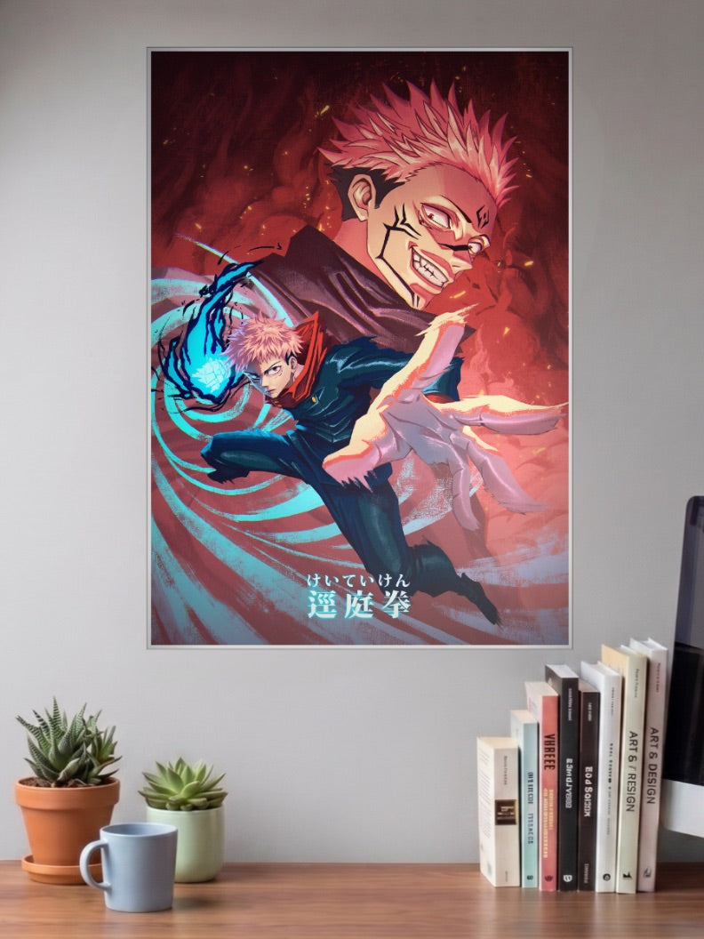 Sukuna And Yuji Dual Action Anime Poster