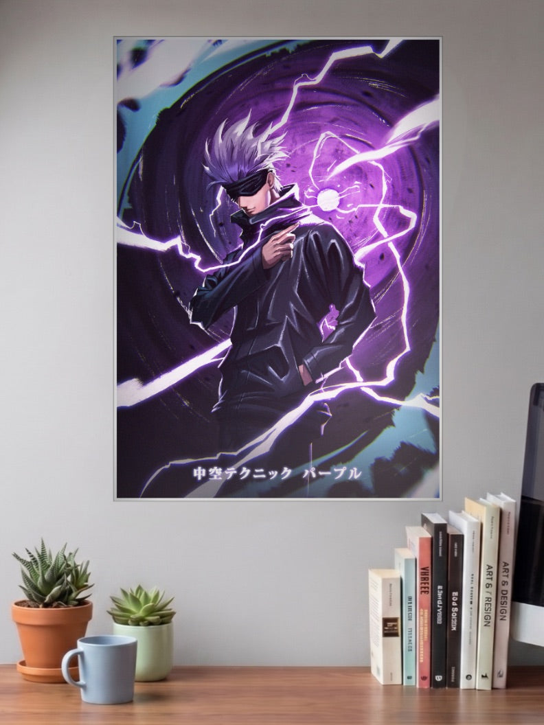 Gojo Satoru Purple Lightning Anime Poster