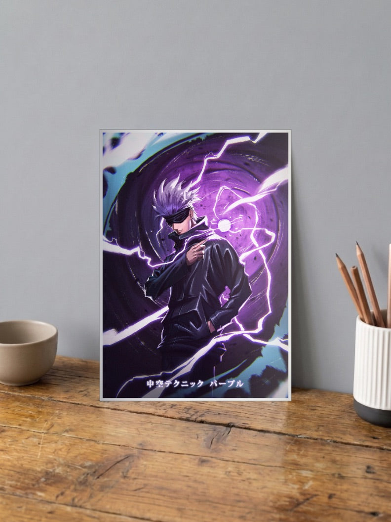 Gojo Satoru Purple Lightning Anime Poster