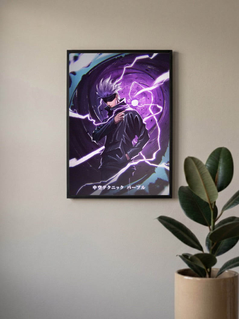 Gojo Satoru Purple Lightning Anime Poster