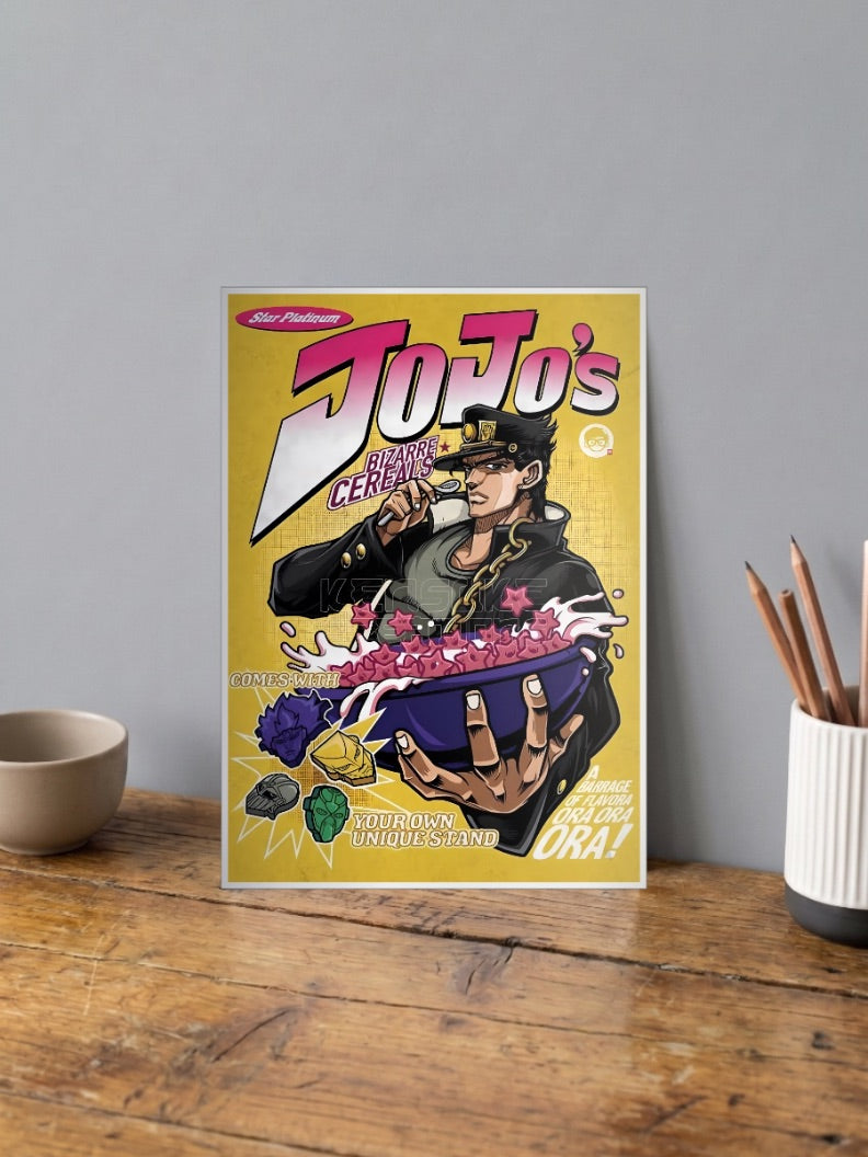 Jotaro Bizarre Cereals Parody Anime Poster