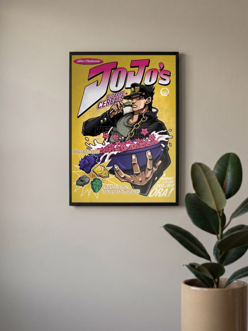Jotaro Bizarre Cereals Parody Anime Poster