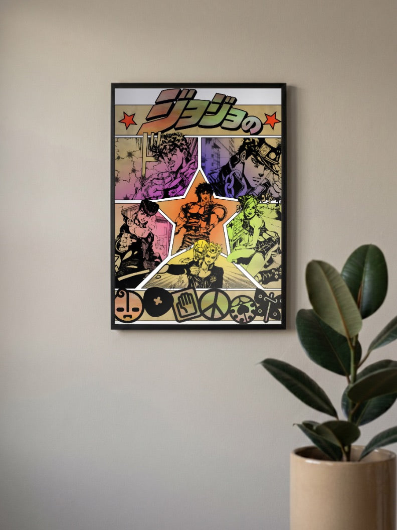 JoJo Cast Star Collage Anime Poster