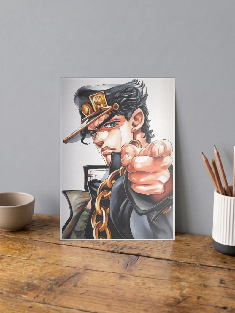 Jotaro Kujo Detailed Portrait Anime Poster