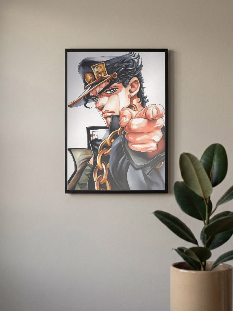 Jotaro Kujo Detailed Portrait Anime Poster