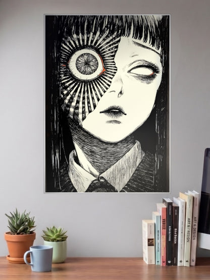 Junji Ito Eye Illustration Horror Poster