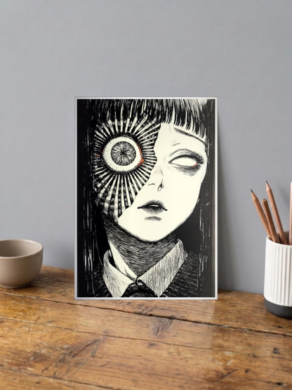 Junji Ito Eye Illustration Horror Poster