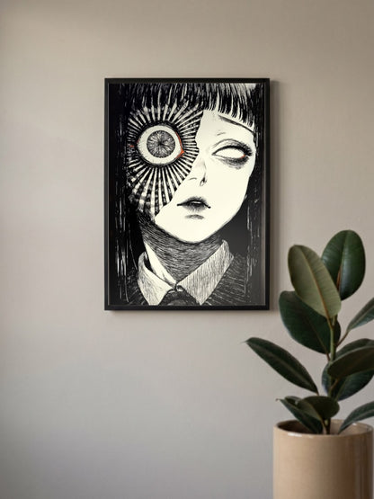 Junji Ito Eye Illustration Horror Poster