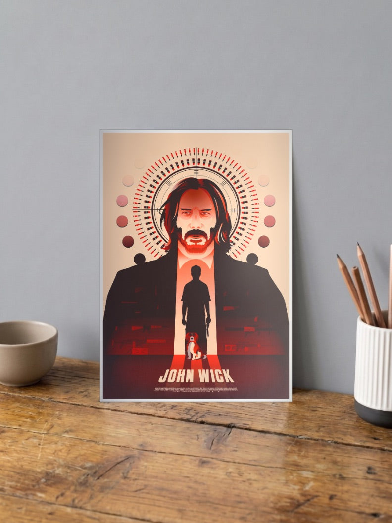 John Wick Bullet Halo Art Hollywood Movie Poster