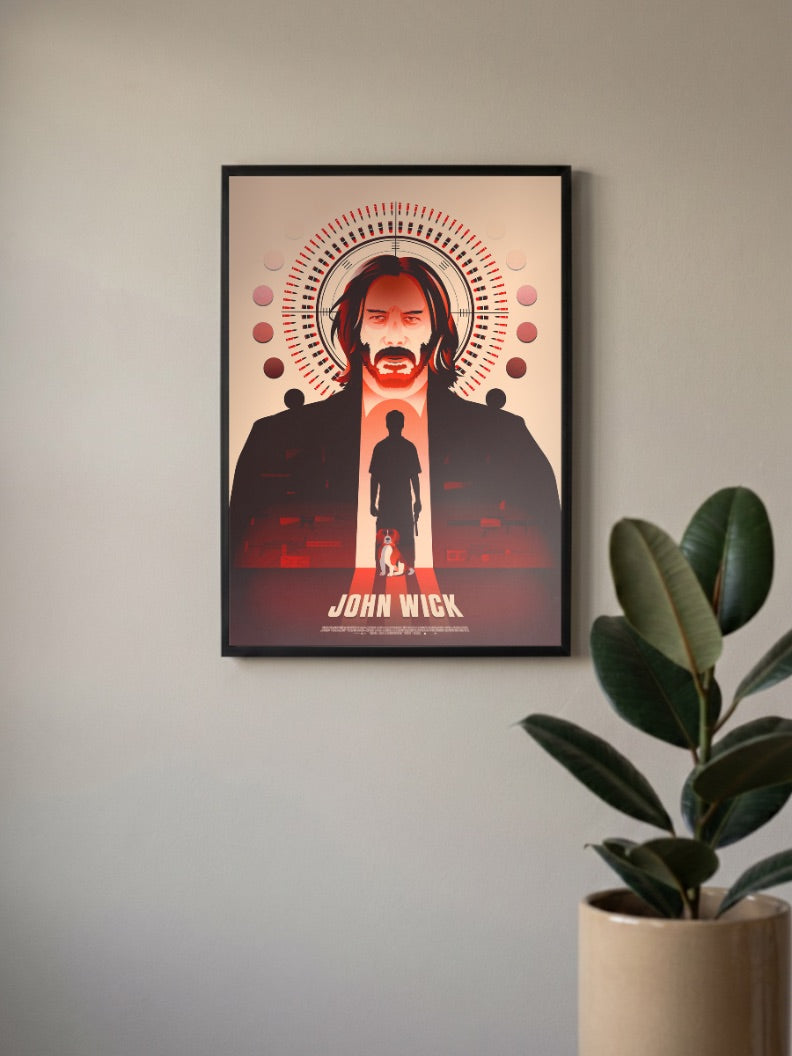 John Wick Bullet Halo Art Hollywood Movie Poster