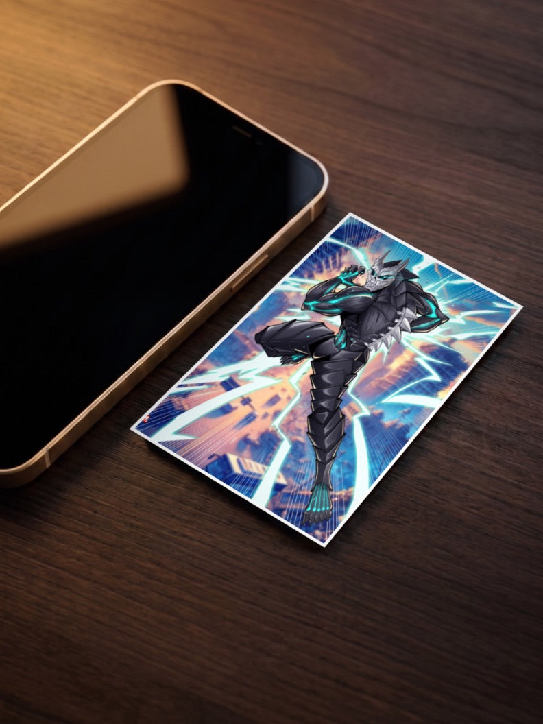 Kaiju No8 Running Pose Anime Poster as a pocket poster, sized to fit behind a phone case