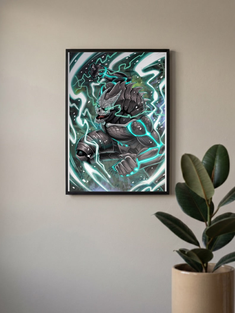 Kaiju No8 Crouching Pose Anime Poster