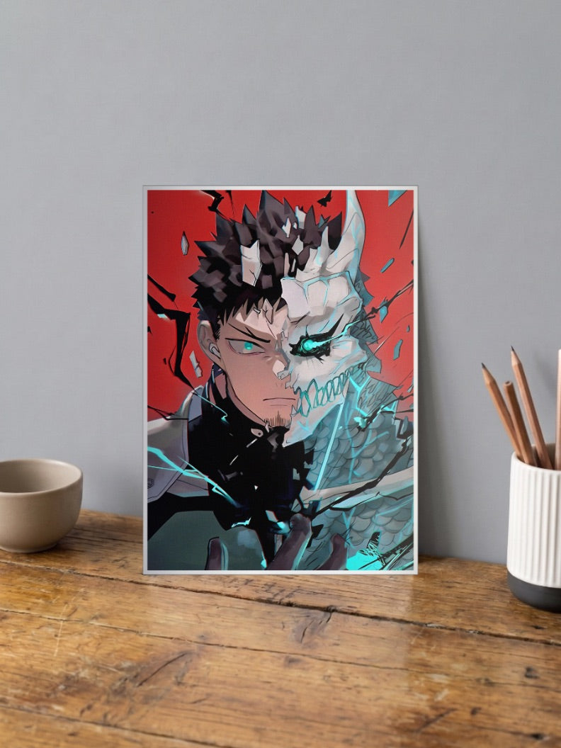 Kafka Kaiju No8 Split Face Anime Poster
