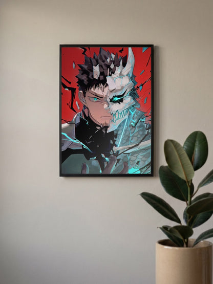 Kafka Kaiju No8 Split Face Anime Poster