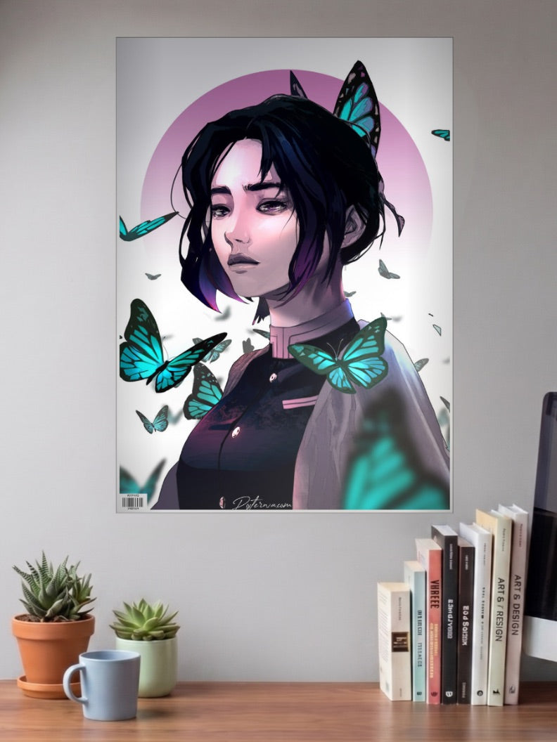 Shinobu Kocho Butterfly Portrait Anime Poster