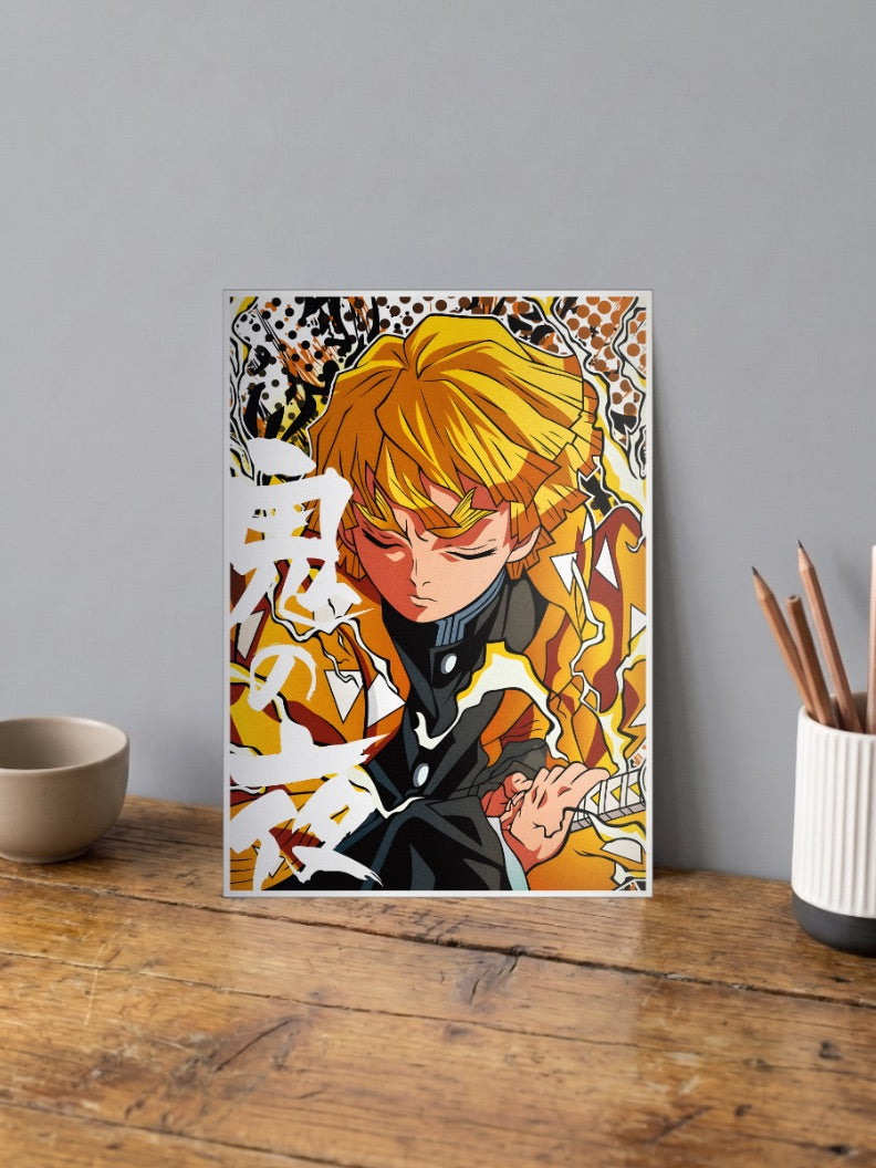 Zenitsu Agatsuma Golden Portrait Anime Poster