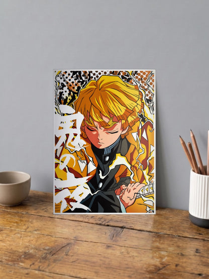 Zenitsu Agatsuma Golden Portrait Anime Poster