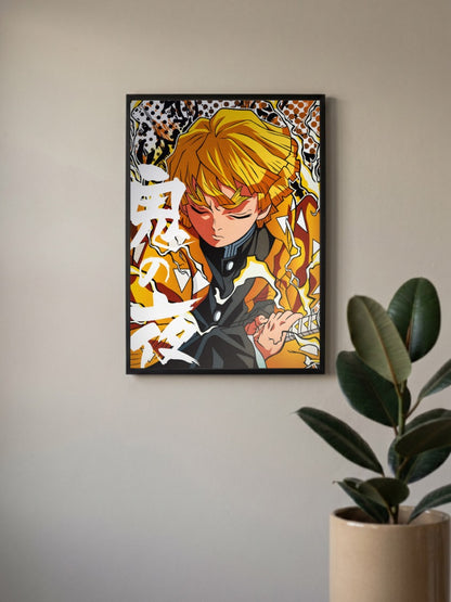 Zenitsu Agatsuma Golden Portrait Anime Poster