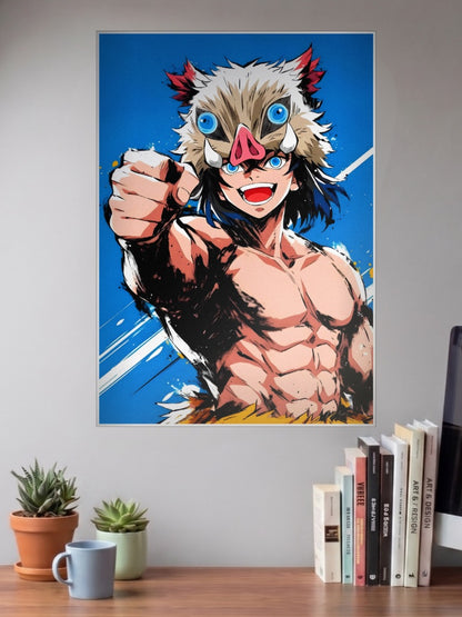 Inosuke Hashibira Fist Pose Anime Poster