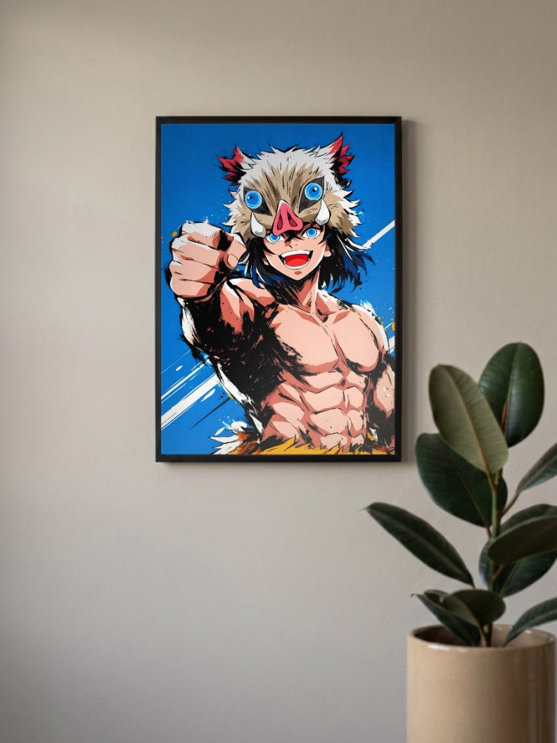 Inosuke Hashibira Fist Pose Anime Poster