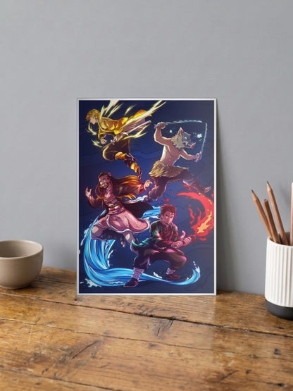 Demon Slayer Fire and Ice Poster