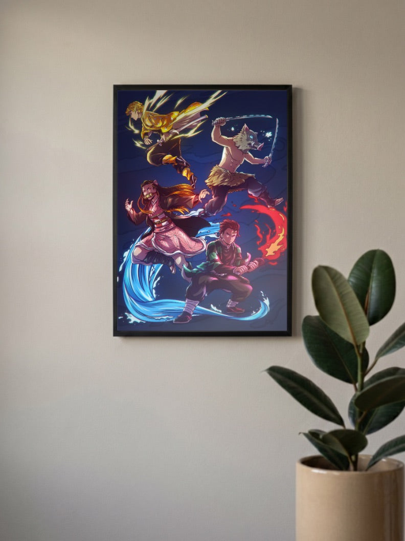 Demon Slayer Fire and Ice Poster