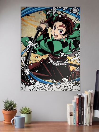 Tanjiro Kamado Water Technique Anime Poster