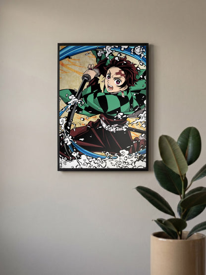 Tanjiro Kamado Water Technique Anime Poster