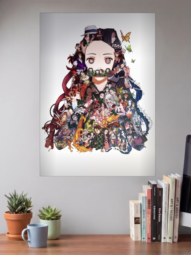 Nezuko Full Cast Collage Art Anime Poster