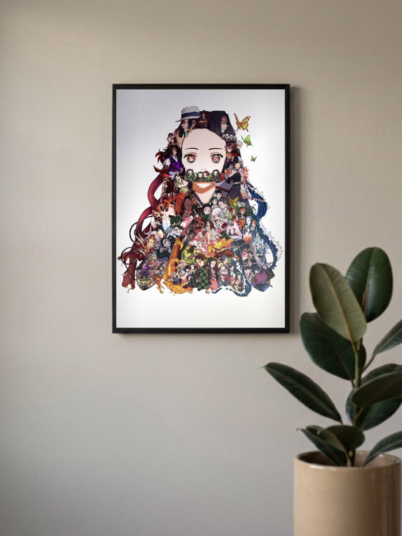 Nezuko Full Cast Collage Art Anime Poster