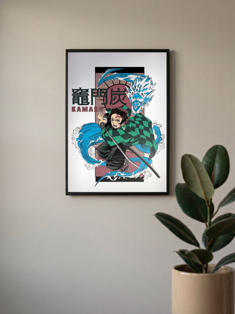 Tanjiro Kamado Dragon Technique Anime Poster