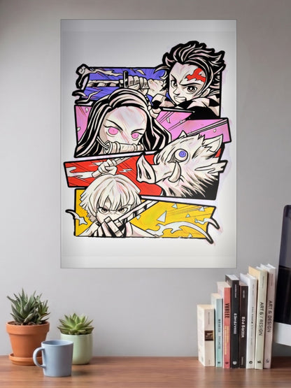 Demon Slayer Cast Panel Art Anime Poster