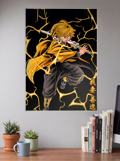 Zenitsu Agatsuma Action Portrait Anime Poster