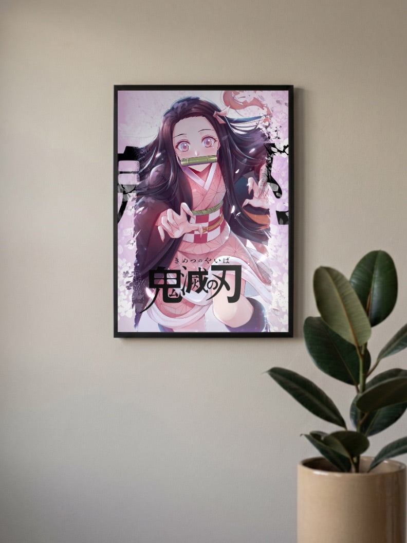 Nezuko Kamado Bamboo Muzzle Anime Poster