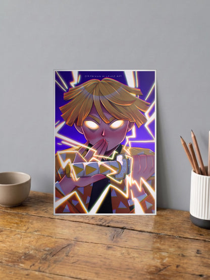 Zenitsu Agatsuma Glowing Eyes Anime Poster
