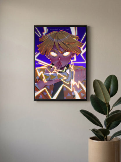 Zenitsu Agatsuma Glowing Eyes Anime Poster