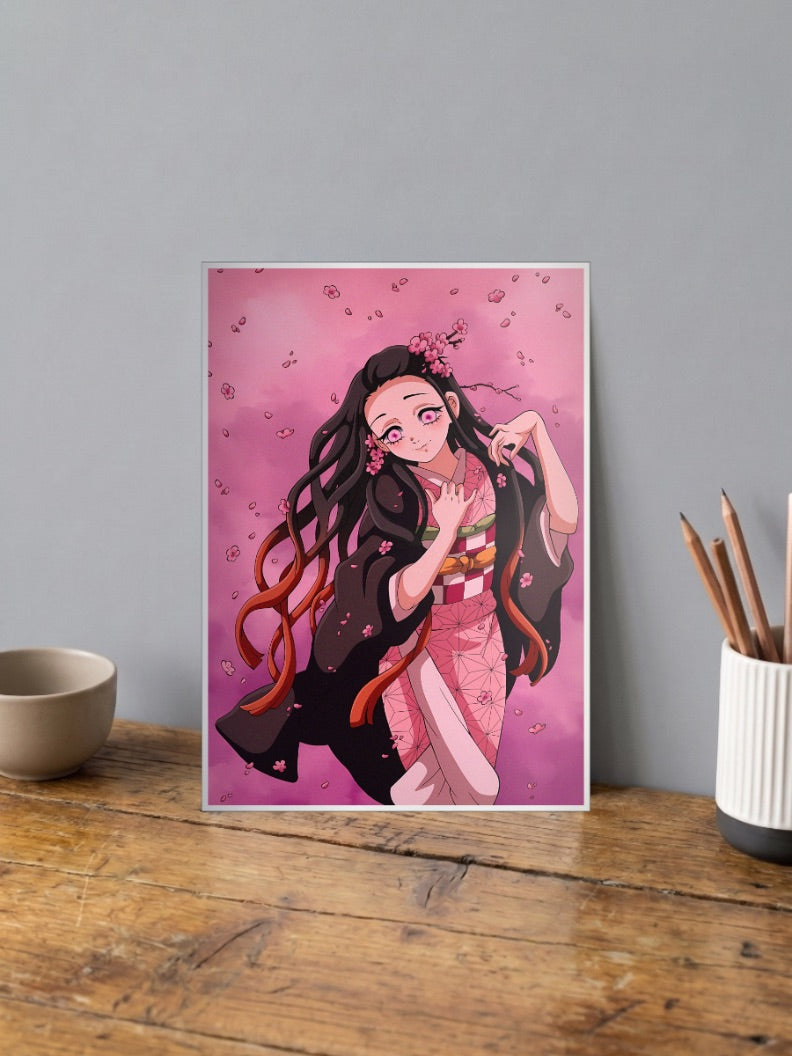 Nezuko Kamado Cherry Blossom Anime Poster
