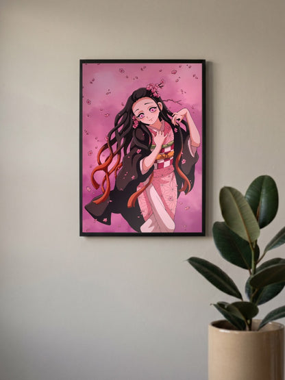 Nezuko Kamado Cherry Blossom Anime Poster