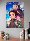 Tanjiro Carrying Nezuko Scene Anime Poster