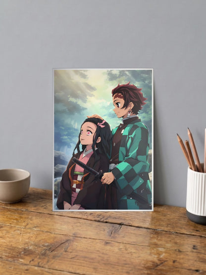 Tanjiro And Nezuko Forest Scene Anime Poster