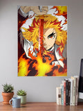 Kyojuro Rengoku Flame Sword Anime Poster